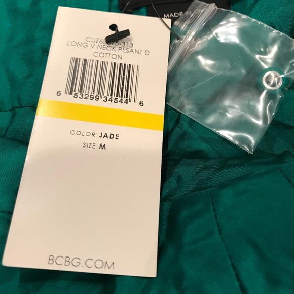 NWT BCBG V Neck Peasant Maxi Dress Jade Green SALE - Picture 5 of 5